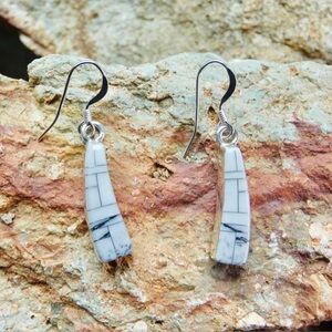 Native American Navajo Sterling Silver Buffalo Turquoise Inlaid Earrings